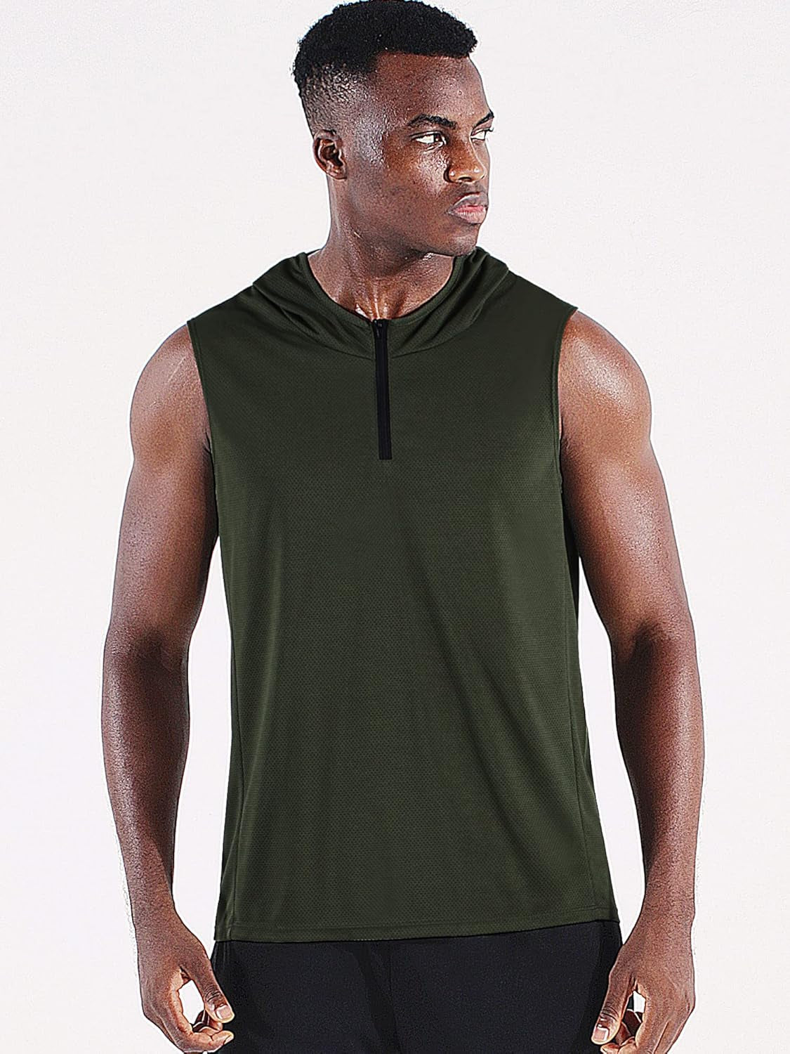 Men'S Running Tank Tops 3 Pack Sleeveless Workout Athletic Shirts with Hoods