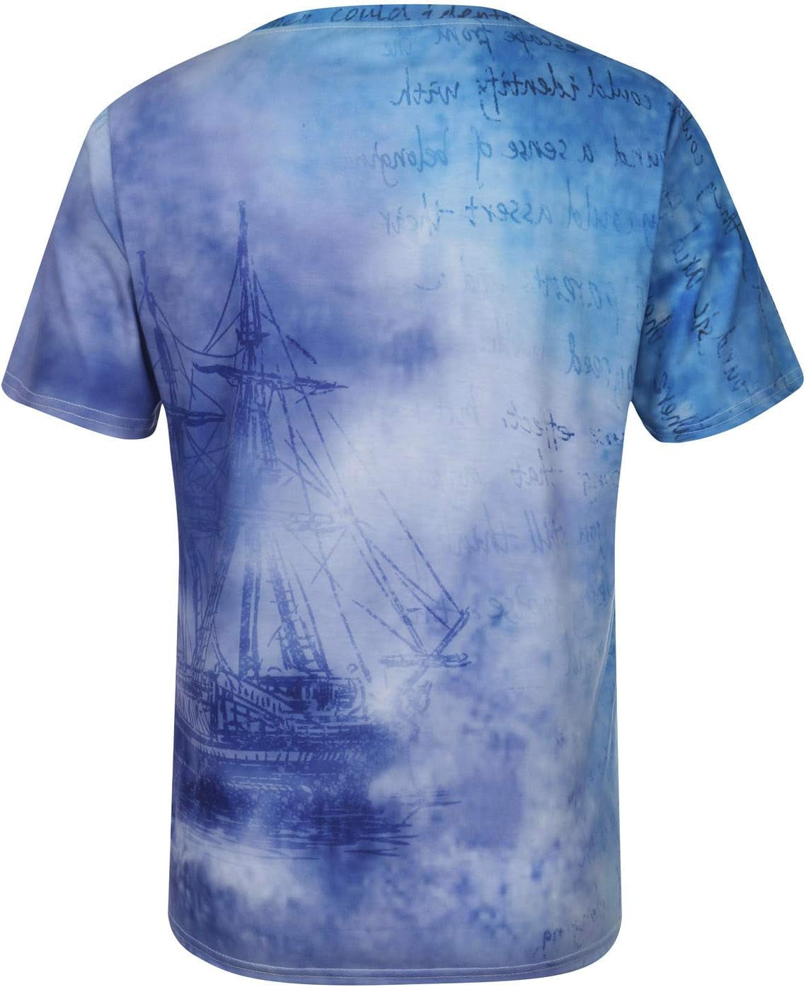 Burband Men's Graphic Short Sleeve Muscle T-Shirts - Fashion 3D Retro Prints for Summer Casual Wear, Available in Big and Tall Sizes M to 4X Large, 2 Blue Options