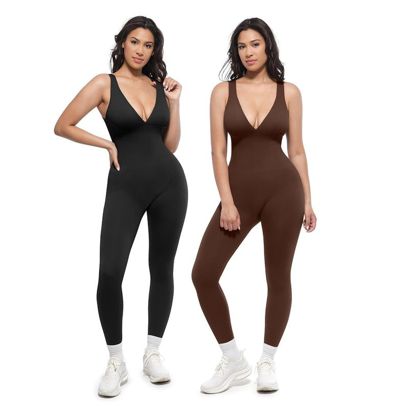 Shapellx Deep V Shapewear with Chest Support Breathable High-Waisted Tummy Control Jumpsuit