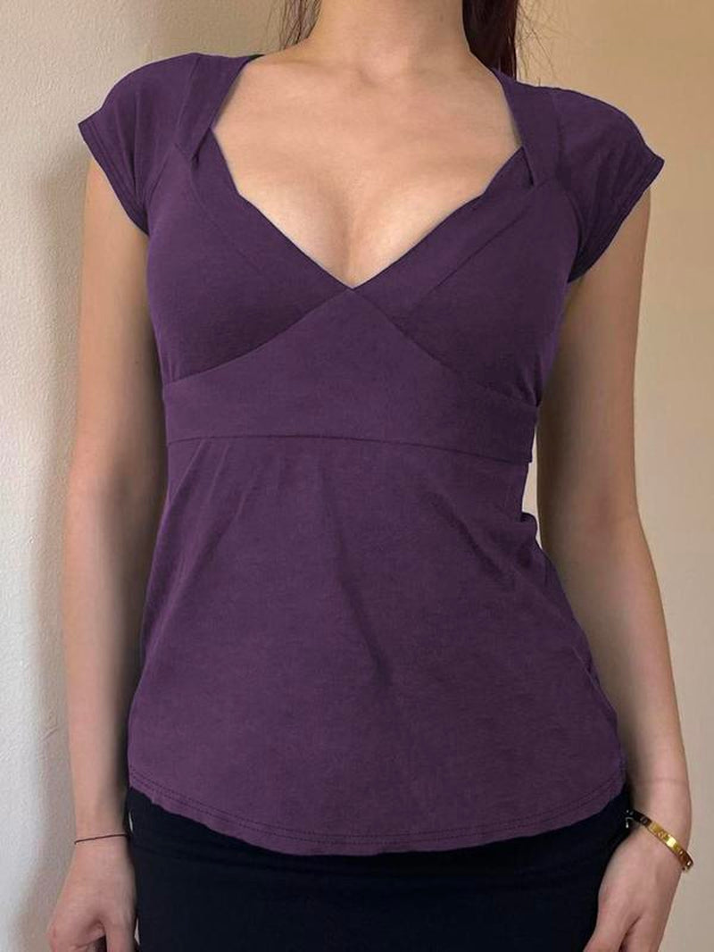 Women'S Plain Tee, Basic Casual Minimalist Short Sleeve Slim T-Shirt, Casual Everyday Wear Ladies Summer Clothes for Daily Wear, Womenswear, Cotton T Shirt