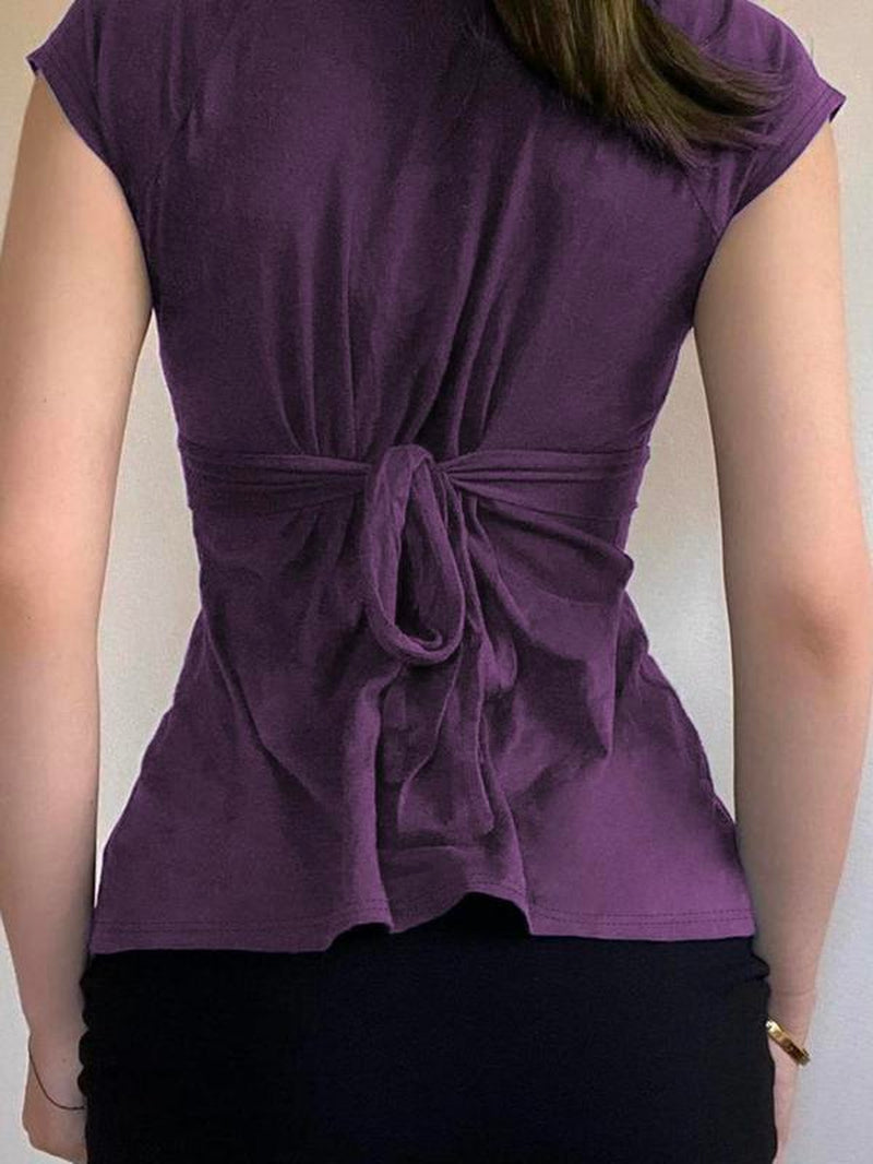 Women'S Plain Tee, Basic Casual Minimalist Short Sleeve Slim T-Shirt, Casual Everyday Wear Ladies Summer Clothes for Daily Wear, Womenswear, Cotton T Shirt