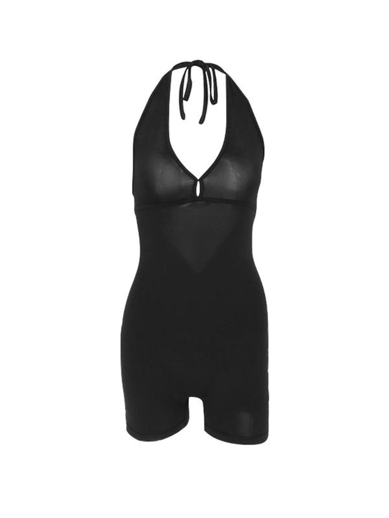 Women'S Solid Backless Halter Romper, Casual Fashion Sleeveless Romper for Summer, Women'S Clothes for Daily Wear