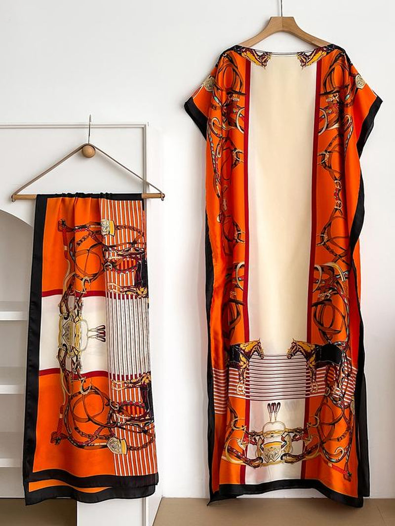 Women'S Floral & Butterfly & Peacock Print Cape Shawl & Scarf Set, Elegant Casual Casual Soft Scarf& Cape Boho Style Shawl Set for Beach Vacation, Fashion Accessories for Women, Gift for Mom, Blanket Scarf, Handmade Scarf, Floral Embroidered Scarf