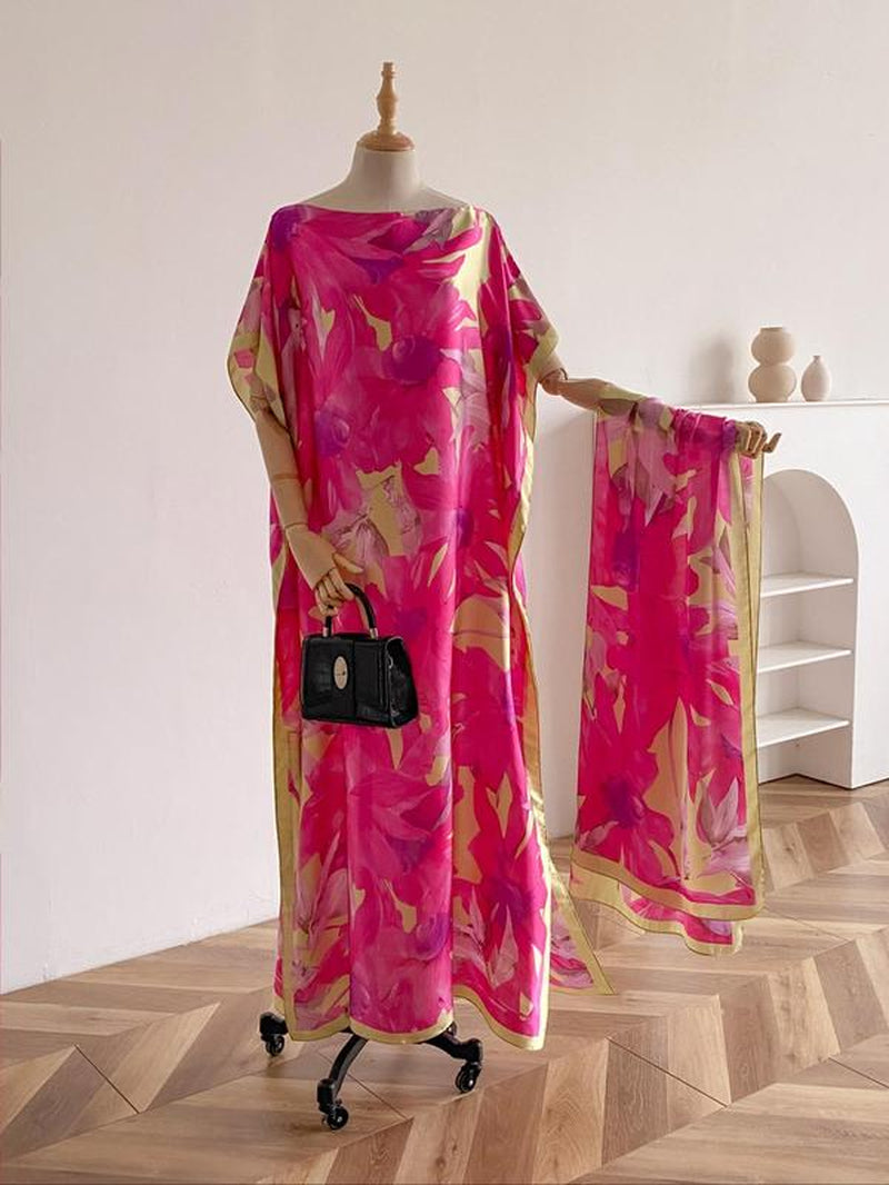 Women'S Floral & Butterfly & Peacock Print Cape Shawl & Scarf Set, Elegant Casual Casual Soft Scarf& Cape Boho Style Shawl Set for Beach Vacation, Fashion Accessories for Women, Gift for Mom, Blanket Scarf, Handmade Scarf, Floral Embroidered Scarf