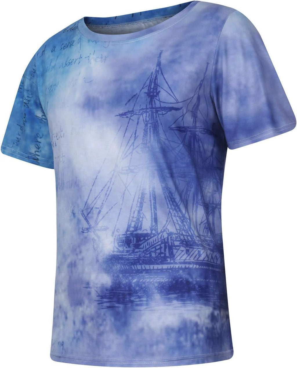 Burband Men's Graphic Short Sleeve Muscle T-Shirts - Fashion 3D Retro Prints for Summer Casual Wear, Available in Big and Tall Sizes M to 4X Large, 2 Blue Options