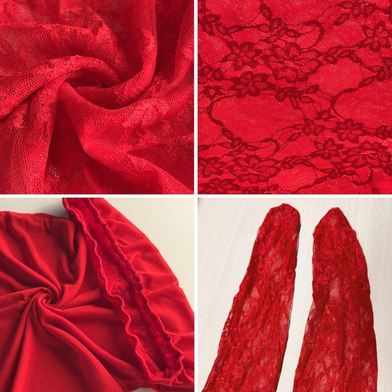Lace Semi-Sheer Mesh Dress Leggings Set for Women Top Pants 2 Piece Outfits off Shoulder Tube Tops Lace Mini Dress & Pants Dinner Night Out Birthday Date Black Red Christmassummer Womenswear Bodycon High Waist Sleeveless Fabric Elastic Style Formal Cute
