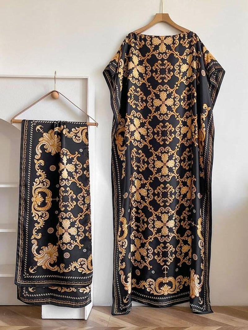 Women'S Floral & Butterfly & Peacock Print Cape Shawl & Scarf Set, Elegant Casual Casual Soft Scarf& Cape Boho Style Shawl Set for Beach Vacation, Fashion Accessories for Women, Gift for Mom, Blanket Scarf, Handmade Scarf, Floral Embroidered Scarf
