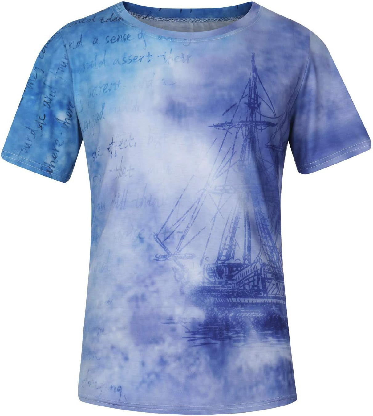 Burband Men's Graphic Short Sleeve Muscle T-Shirts - Fashion 3D Retro Prints for Summer Casual Wear, Available in Big and Tall Sizes M to 4X Large, 2 Blue Options