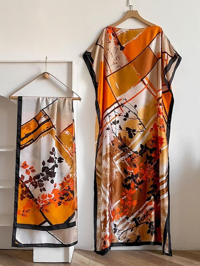 Women'S Floral & Butterfly & Peacock Print Cape Shawl & Scarf Set, Elegant Casual Casual Soft Scarf& Cape Boho Style Shawl Set for Beach Vacation, Fashion Accessories for Women, Gift for Mom, Blanket Scarf, Handmade Scarf, Floral Embroidered Scarf