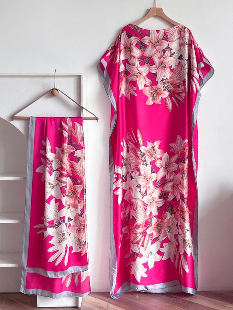 Women'S Floral & Butterfly & Peacock Print Cape Shawl & Scarf Set, Elegant Casual Casual Soft Scarf& Cape Boho Style Shawl Set for Beach Vacation, Fashion Accessories for Women, Gift for Mom, Blanket Scarf, Handmade Scarf, Floral Embroidered Scarf