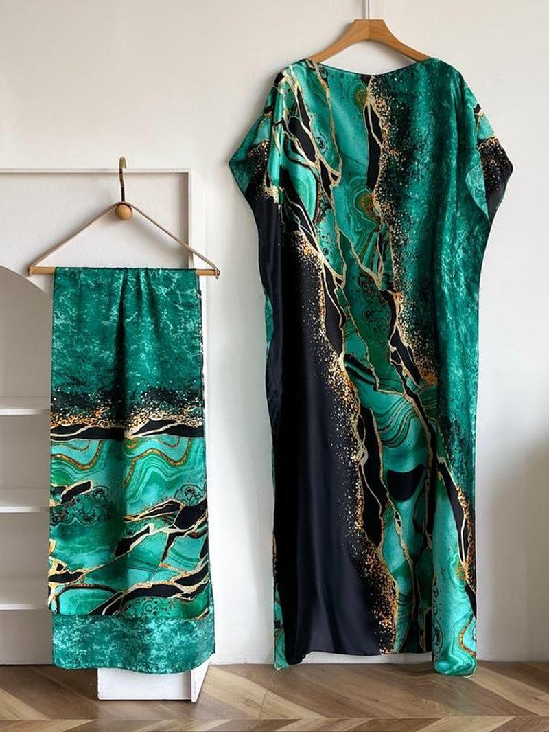 Women'S Floral & Butterfly & Peacock Print Cape Shawl & Scarf Set, Elegant Casual Casual Soft Scarf& Cape Boho Style Shawl Set for Beach Vacation, Fashion Accessories for Women, Gift for Mom, Blanket Scarf, Handmade Scarf, Floral Embroidered Scarf