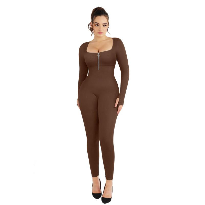 Shapellx Deep V Shapewear with Chest Support Breathable High-Waisted Tummy Control Jumpsuit