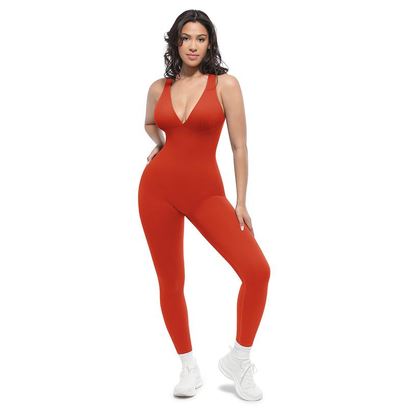 Shapellx Deep V Shapewear with Chest Support Breathable High-Waisted Tummy Control Jumpsuit