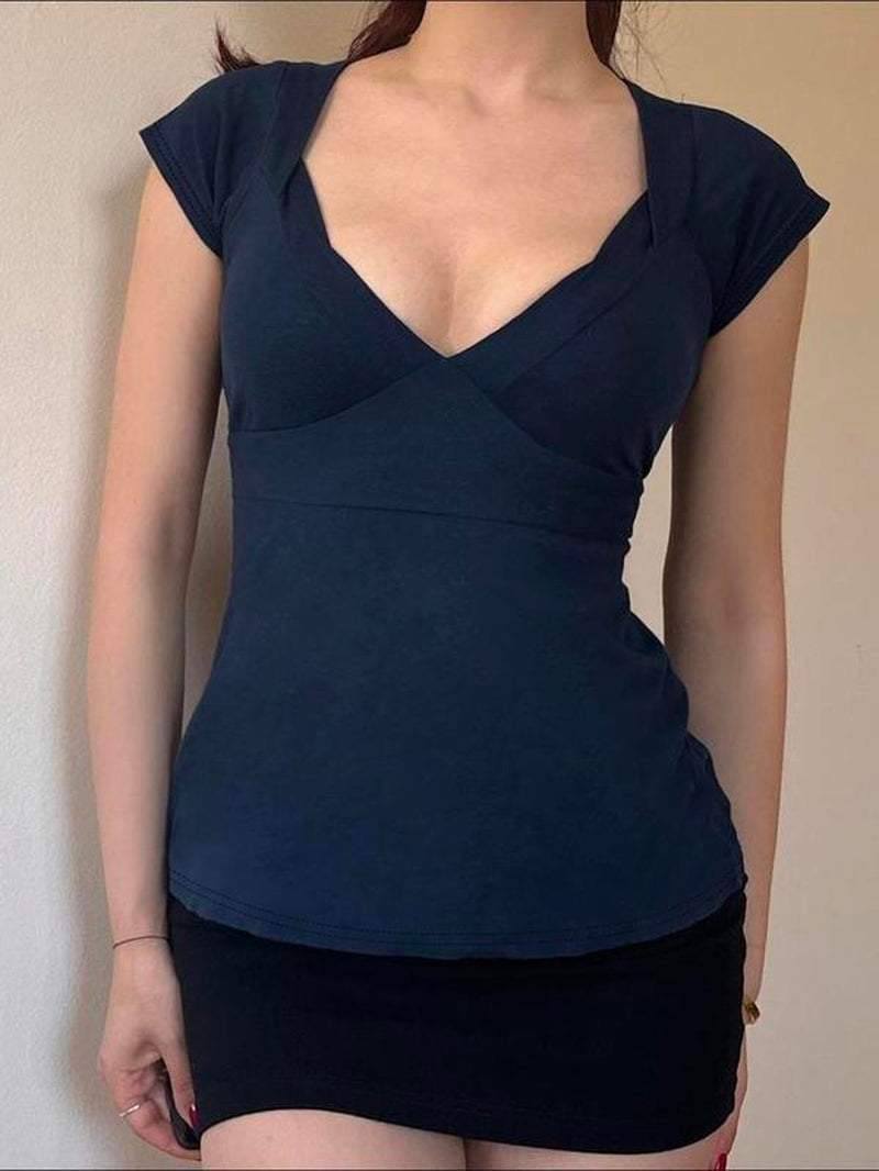 Women'S Plain Tee, Basic Casual Minimalist Short Sleeve Slim T-Shirt, Casual Everyday Wear Ladies Summer Clothes for Daily Wear, Womenswear, Cotton T Shirt