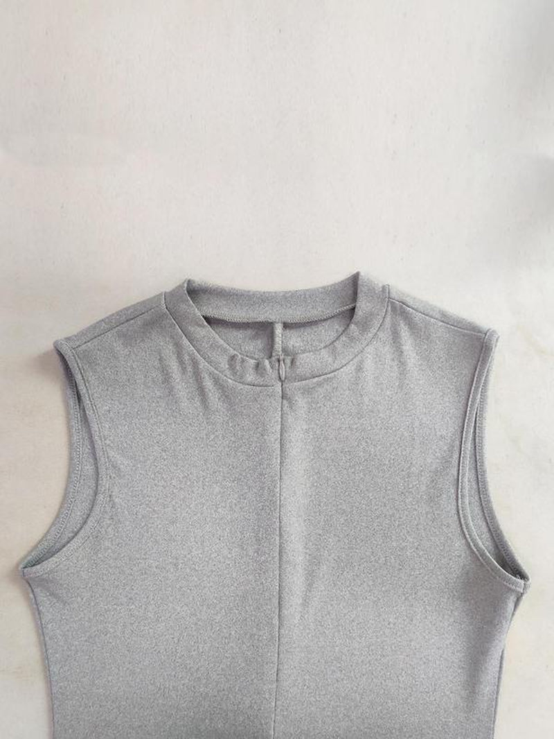 Women'S Basic Plain Zipper Mock Neck Jumpsuit, Casual Solid Sleeveless Jumpsuit for Summer, Women'S Clothes
